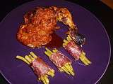 Poulet rôti au coulis de tomate et ses haricots en fagot