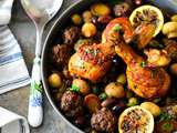 Poulet aux olives et boulettes de viande hachée