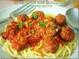 Spaghettis aux boulettes de boeuf / champignons