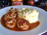Ballottines de dinde au foie gras, chutney d'oignons rouge