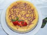 Cheese cake marbré au framboise avec fond au brownie