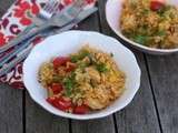Menu du week-end : poêlée de riz au poulet, poivrons et maïs et Tiramisu classique