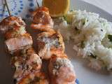 Brochettes de saumon et crevettes