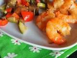 Poêlée de légumes d'été et ses crevettes au gingembre