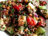 Salade de quinoa aux lentilles et fromage halloumi