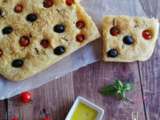 Focaccia super moelleuse aux olives, tomates cerises et parmesan (companion ou non)