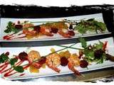 Brochettes de gambas chorizo et chutney d’ananas