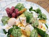 Mâche en salade et en espuma autour de l’œuf et son Jambon d'Ardennes - Gnocchi Rissolés
