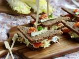 Club sandwichs Friseline, truite fumée et fromage frais aux herbes