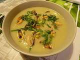 Potage Parmentier au jus de moules et lait de coco