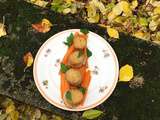 Noix de Saint-Jacques vegan sur lit de carottes épicées au gingembre (Noël vegan)