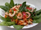 Salade de riz aux crevettes et épinards