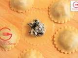 Raviolis aux épinards, fromage et noix