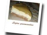 Cheesecake au chocolat blanc, coulis mangue / rhubarbe