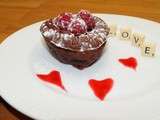 Double coeur coulant chocolat framboise pour la st Valentin