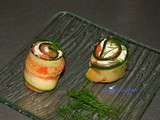 Sushi de courgettes au saumon fumé, chévre frais piment d' Espelette