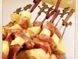 Brochette ananas et viande marinés