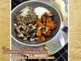 Potimarron & champignons rôtis, petit épeautre, ,sauce au parmesan