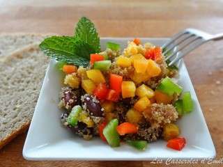 Salade de poivrons, haricots rouges et graines d'amarante