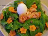 Salade nid de Pâques aux épinards et saumon