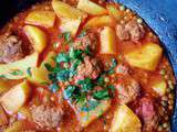 Tagine petit pois, pommes de terre & boulettes