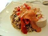 Roulé de poulet , riz et tomates au cook'in