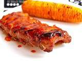Travers de porc à la Texane et ses épis de maïs grillés ( Spare ribs )
