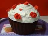 Giant Cupcake & Red Roses