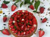 Tarte aux fraises, menthe et basilic