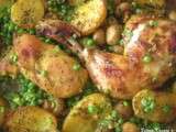 Rôti poulet et aux petits pois