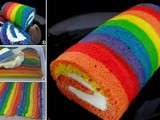 Gâteau roulé façon rainbow cake