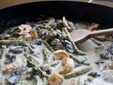 Poêlée de crevettes, champignons et asperges, sauce au curry