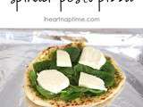 Spinach pesto pizza