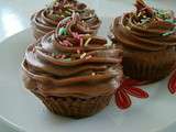 Cupcakes moelleux chocolat glaçage chocolat caramel
