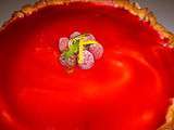 Tarte miroir à la framboise sur lit de citron