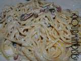 Spaghettis aux champignons et jambon serrano