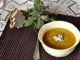 Soupe de potiron et légumes racines rôtis, touche de Roquefort
