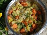 Casserole de fin d'hiver aux carottes, pommes de terre et navets à la caroube et cumin