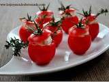 Amuse bouche / tomates cerises farcies à la crème au thym pour apéritif