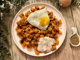 Patate douce et carotte rôties, œufs et yaourt au zaatar