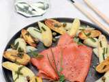 Salade printanière aux asperges, pommes de terre et saumon fumé Labeyrie, vinaigrette aux câpres