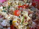 Boulgour aux crevettes et aux petits legumes facon taboule
