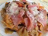 Pates au jambon cru et aubergines ww