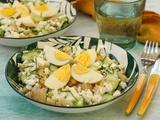 Salade de riz artichaud concombre oeuf feta
