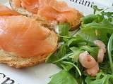 Tartines saumon fume crevettes agrumes