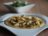 Tortillas poulet courgettes curry facon pizza