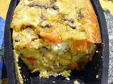 Cake chèvre, poivron, tomates, champignons
