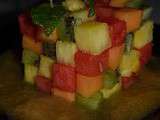 Salade de fruits comme un rubik cube