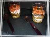 Verrine à la courgette, carotte, tomate et poulet