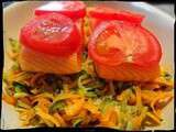 Pavé de saumon sur son lit carottes et courgettes